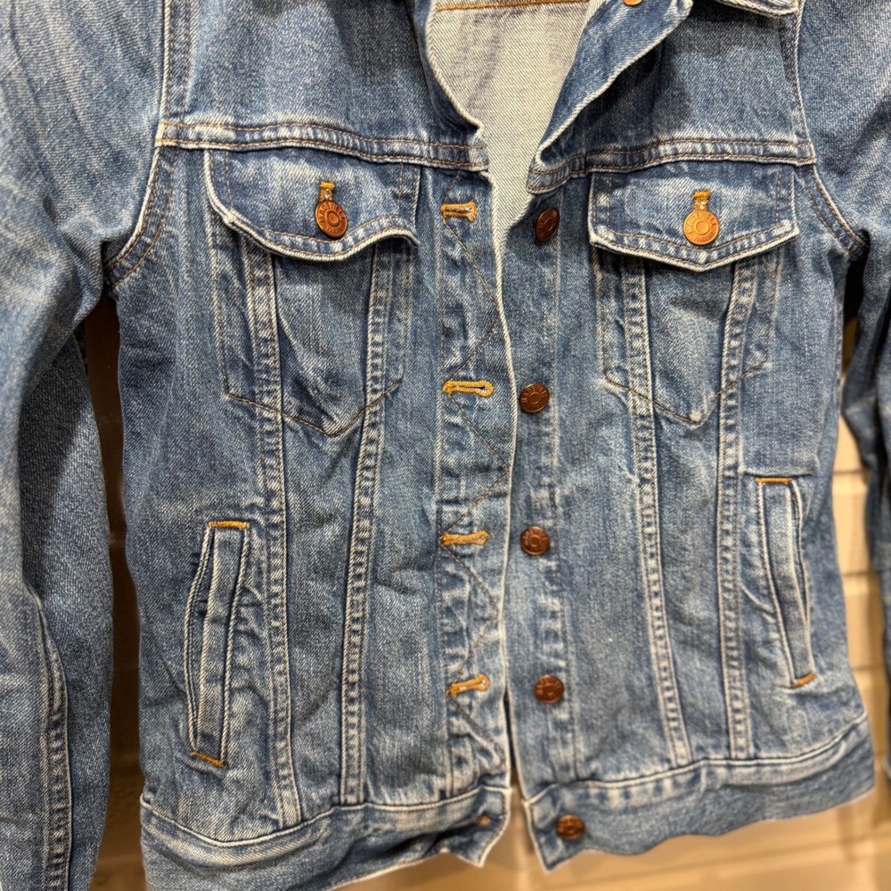 Madewell Jean Jacket Blue Denim Medium Wash Classic Button Up Trucker Coat Small - Picture 7 of 14